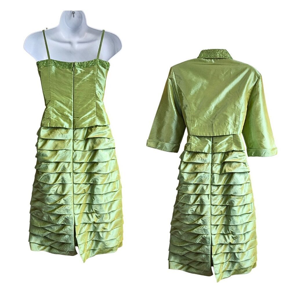 Vtg Y2K MARSONI Avocado Party Dress Jacket Set - The Nanny/Romy & Michele Sz 10 - Picture 8 of 10